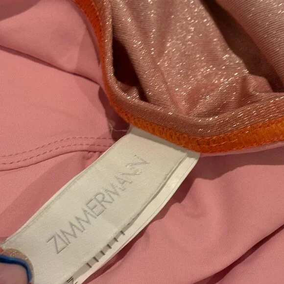 Zimmerman | Golden Metallic Bandeau Belted Swimsuit | Ombrè | Size: 8-10 - Picture 6 of 16